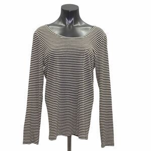 J. Crew Tan White Striped Long Sleeve Top XL